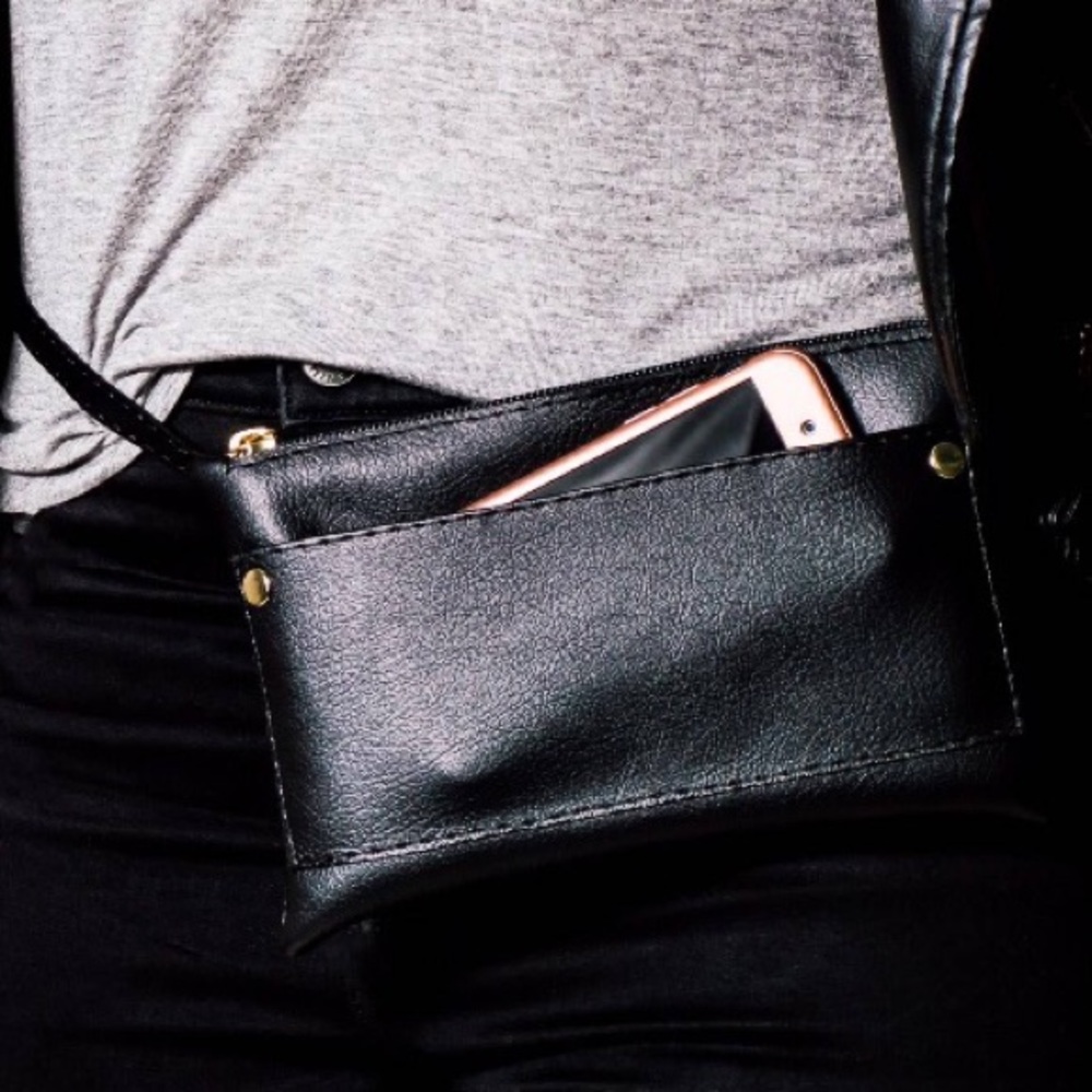 Handmade black fanny pack